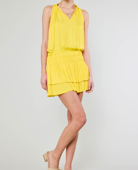 Sunny Yellow smocked waist mini dress