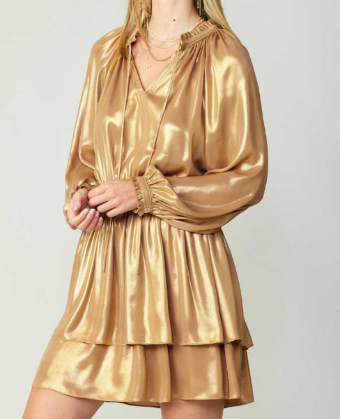 Gold Satin Mini Dress