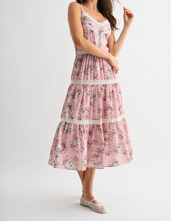 Floral Lace-Trim Midi Dress – The Chelsea Gunn Collection