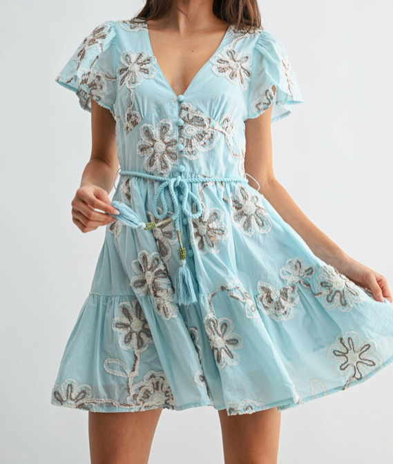 3D Floral Appliqué Sleeveless Shift Mini Dress | Pink – The