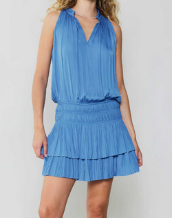 Blue smocked waist mini dress Blue smocked waist mini dress