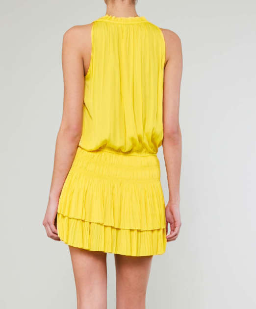 Sunny Yellow smocked waist mini dress