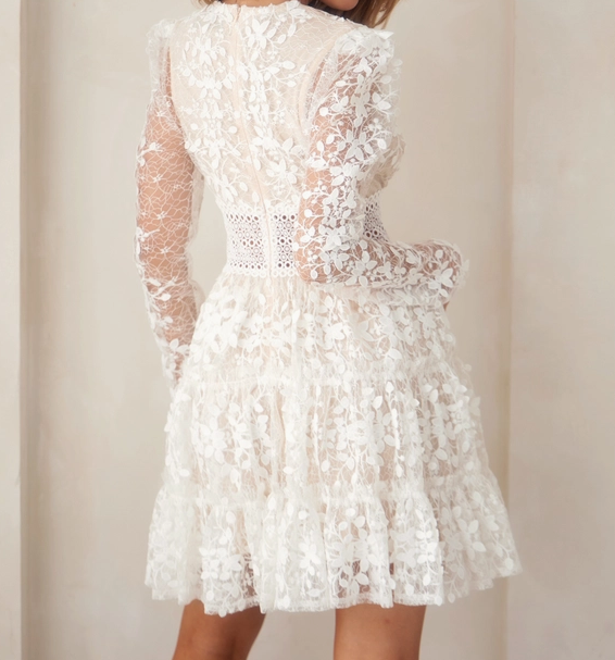 Deep V-Neck Lace Tiered Dress Deep V-Neck Lace Tiered Dress