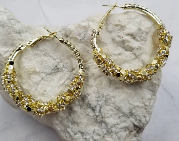 Gold Plated Crystal Hoop Earrings