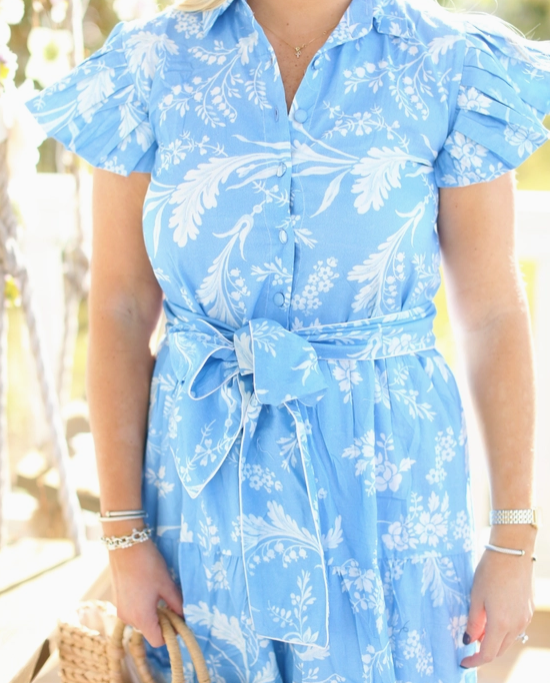 Twist ribbon Toile de Jouy dress riu ブルー Twist ribbon Toile de Jouy dress – Riu