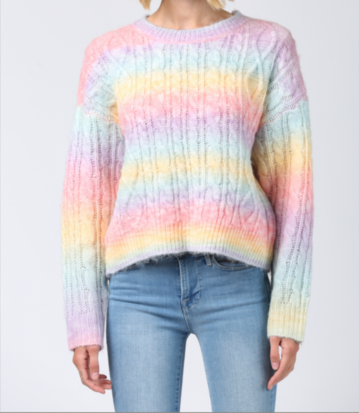 OMBRE RAINBOW COLOR PULLOVER SWEATER