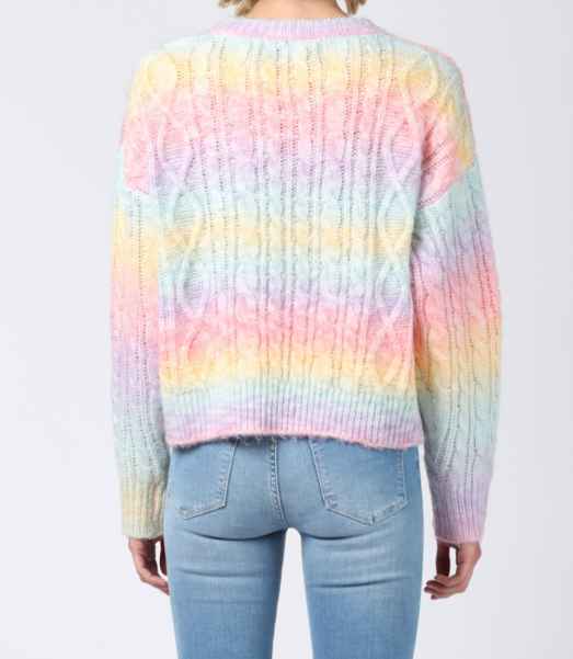 OMBRE RAINBOW COLOR PULLOVER SWEATER