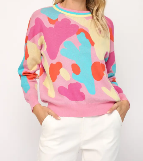 Abstract Pattern Crew Neck Sweater