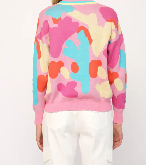 Abstract Pattern Crew Neck Sweater