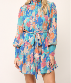 Tie waist ruffle clearance dress